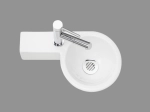 Lave-mains pour toilettes, de forme ronde, en céramique blanche, Largeur 39 cm, Profondeur 28 cm, Hauteur 11 cm, Livraison 5-7 jours OFFERTE.